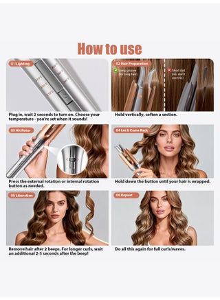 25mm Automatic Curling Iron, Rotating Hair Curler with 3 Heat Settings (170–210°C), 15s Fast Heating, Ionic & Ceramic Coating, Dual-Direction Curling, Auto Shut-Off - view 3